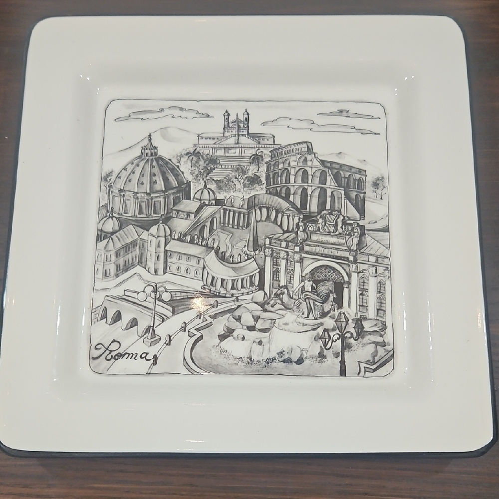 set of 3 Pietro Brunelli Black and White Architectural Dinnerware